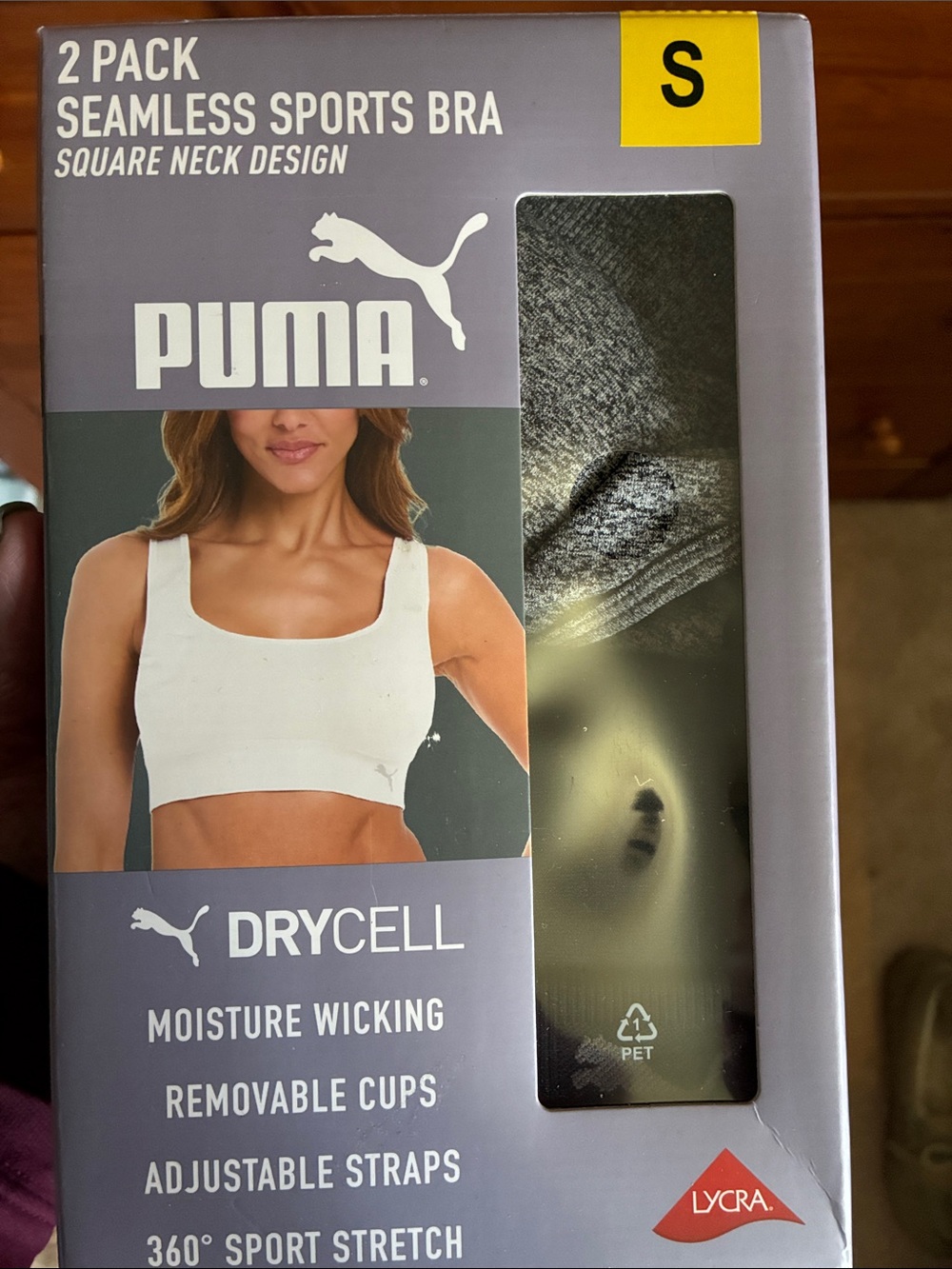 Puma Seamless Sports Bra 2-Pack in Black and Gray